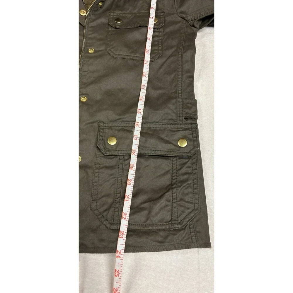 J. Crew Womens XXS Jacket The Downtown Field Utility Jacket Wax Coated Green